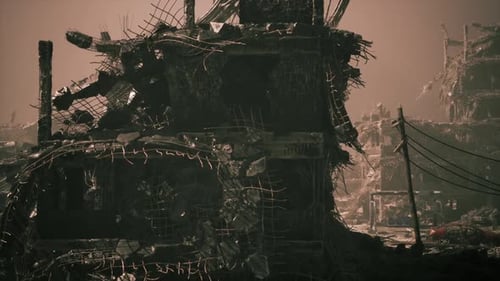 Destruction of a City Following Military Action During Conflict