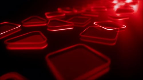 3D Red Neon Geometric Shapes
