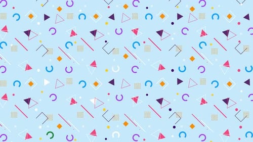 Memphis Style looping geometric background pattern