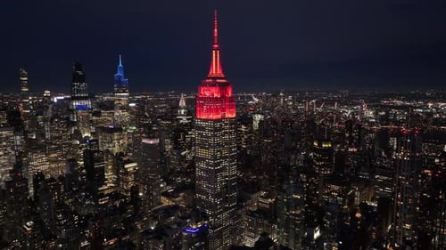 Night View of Downtown New York At Manhattan In New York United States.