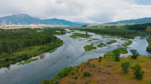 Rising View Over Stunning River Valley On Summer Day