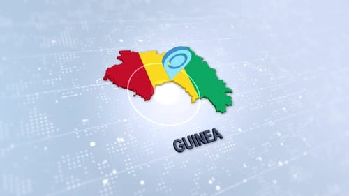 Animated Guinea Map with Flag and Pulsing Location Pin