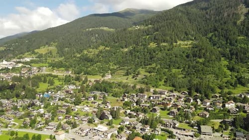 Aerial video of a picturesque town in northern Italy Ponte di Legno, province of Brescia