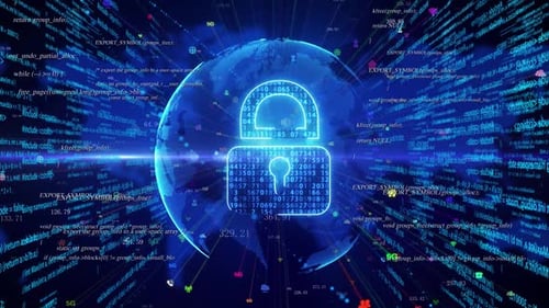 Digital Combination Lock And Cyber Security Concept Background