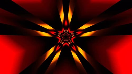 Red And Orange Neon Kaleidoscopic Star Background Vj Loop In 4K