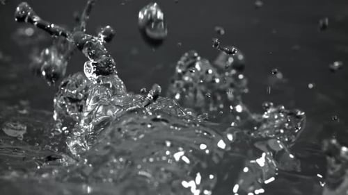 Splashes of Water on a Black Background Filmed on a Highspeed Camera at 1000 Fps