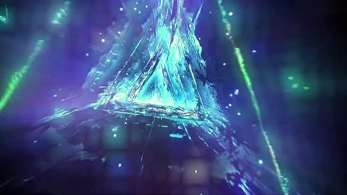 4k Blue Sparkling Triangle Tunnel Motion Background