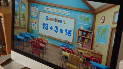 Math Sums Game for Young Kids Playing on Home Computer Screen