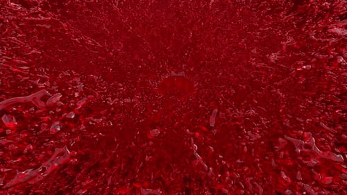 Enigmatic Crimson Cascade Fluid Transformation on Vibrant Red Canvas