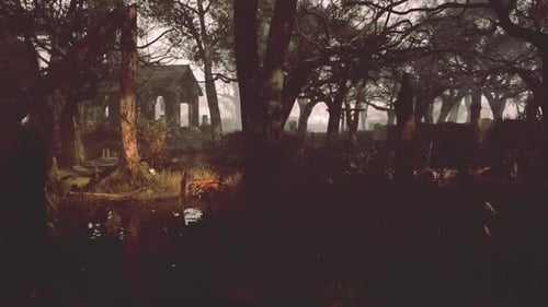 Dark Scene Woods avec cimetière