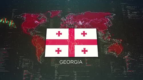Georgia Stock Market Chart Background With Flag