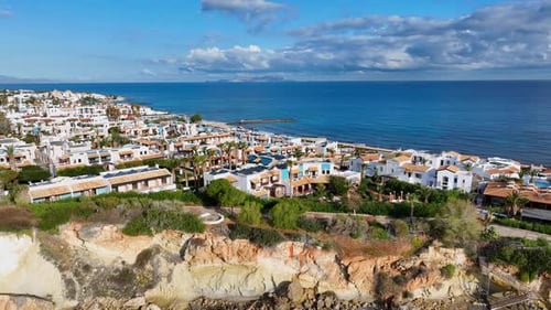 Hersonissos Cretan greek island resorts and coastline, Aerial view