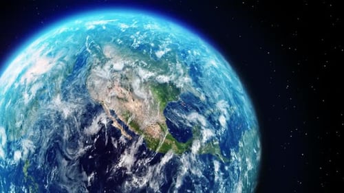 Earth Rotating on Axis in Space with Stars