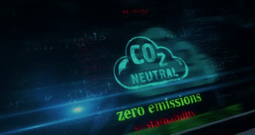 Concepto abstracto del símbolo de cero emisiones de CO2 neutro