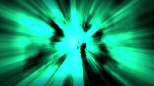 Bright Energy Burst-Animation | Grüner Warptunnel mit Neonstreifen für Sci-Fi- oder Cyber-Visuals