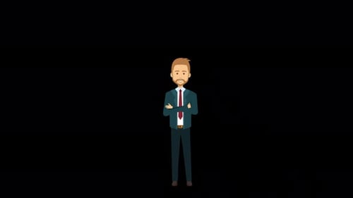 Personaje de dibujos animados de un joven empresario Alpha Channel 4K