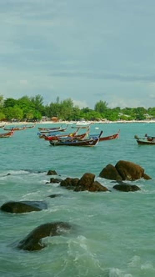 Beach and boats on tropical island