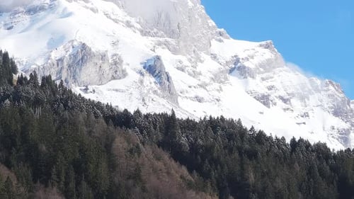Snowy Mountain Peak in Swiss Alps