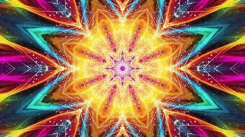 Glowing Mandala Pattern Animation. Abstract Digital Vj Loop Animation Of Mandala Motion Background