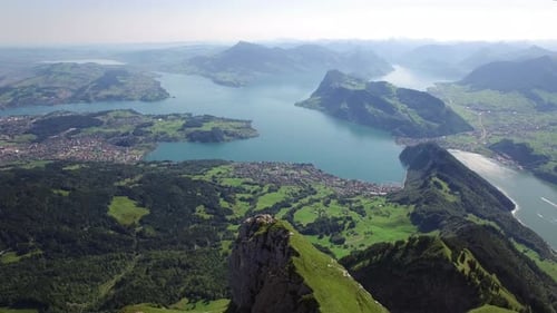 Cinematic Aerial View of Mountain Peak Landscape Scenery