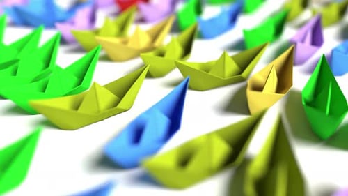 Color Paper Ship Boat on White Bg