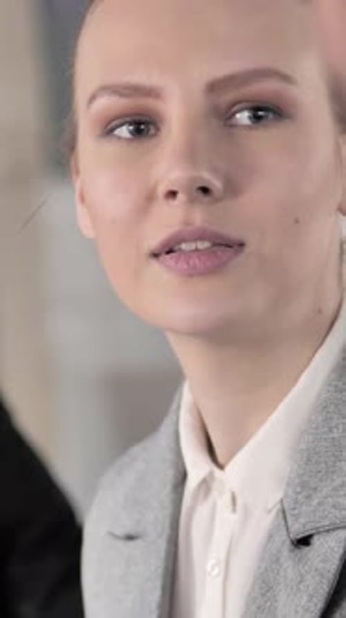 Close up of Business Woman Talking at Meeting, Vertical Video