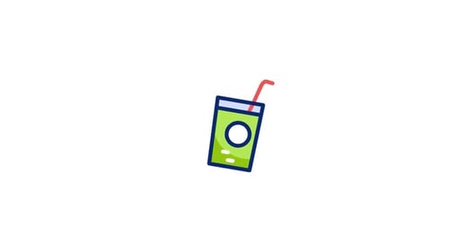 Animated Green Drink Cup in Flat Design Style