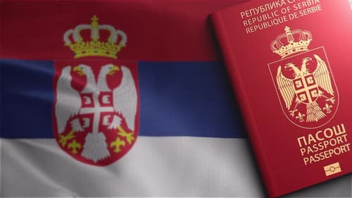 Serbian Passport and Flag Waving Motion Graphic