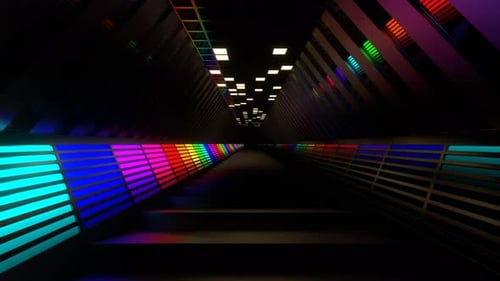 Multicolor Hexagon Neon Equalizer Stairs Background Vj Loop In 4K