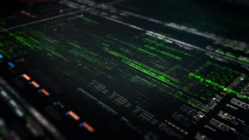 Futuristischer HUD-Bildschirm mit Datenmatrixsimulation 07