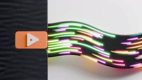 Colorful Data Stream Flowing From Play Button