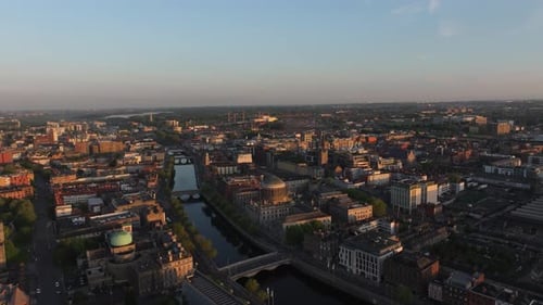 Aerial View of Dublin City at Sunrise