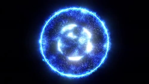 Abstract Blue Energy Sphere Particle Animation Loop