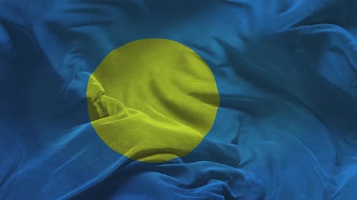 Flagge von Palau. Stoffanimation in Zeitlupe — 3D-Rendering