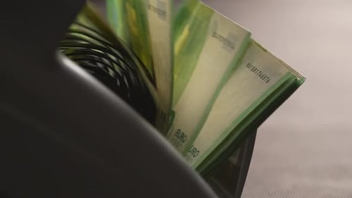 Cash Counter Machine Counting Euro Bills