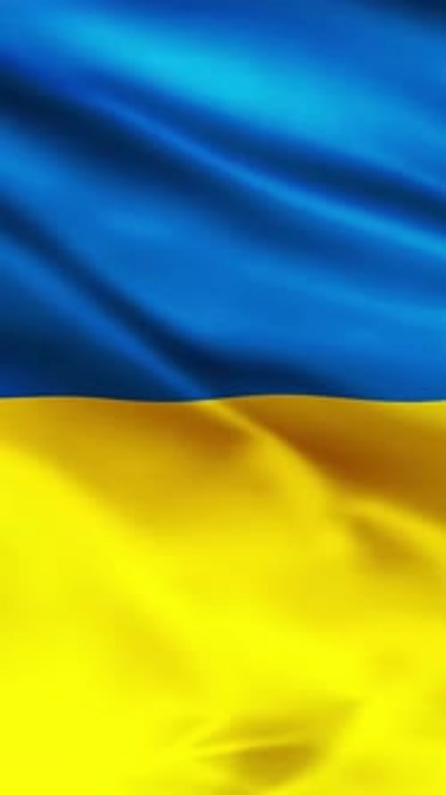 Vertical Waving Ukrainian Flag Realistic Loop