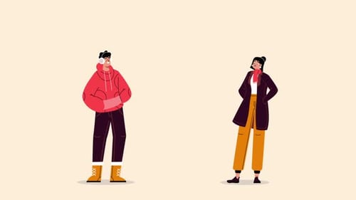 Animated Flat Design People Standing