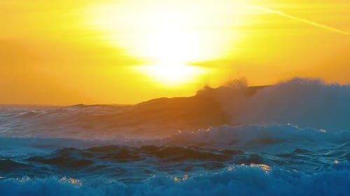 Sun setting on a rough sea