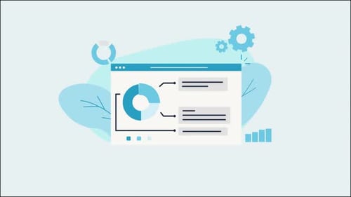Animated Flat Design Corporate Data Analysis Browser Window