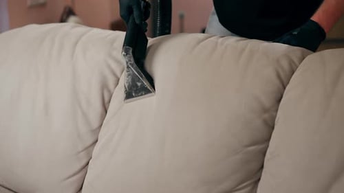 Couch Cushions Being Cleaned Professionally