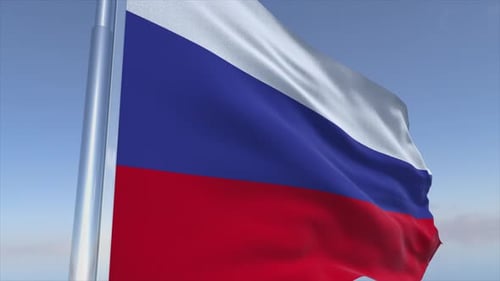 Realistic Russian Flag Waving in Seamless Loop