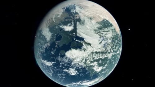 Realistic Rotating Earth Globe from Space Animation