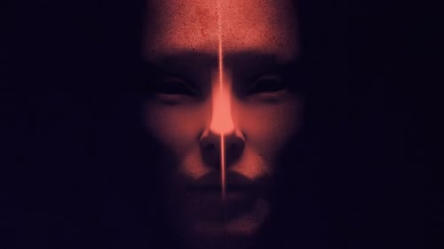 Dark Abstract Face Reveal with Red Light Grunge Texture