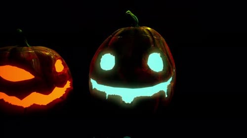Neon Glowing Halloween Pumpkins Jack-o'-Lanterns