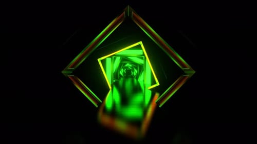 Green And Orange Neon Arch Corridor Background Vj Loop In 4K