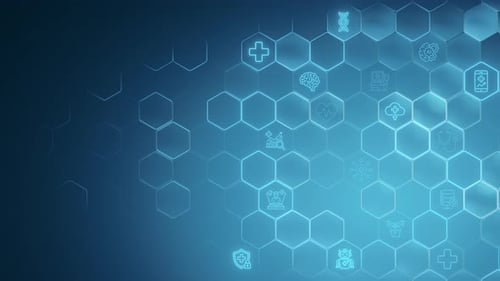 Digital Healthcare Network with Animated Medical Icons Background