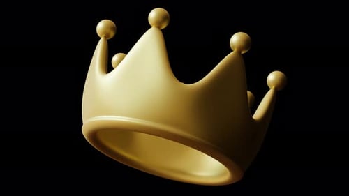 Elegant Golden Crown 3D Spinning Royalty Animation