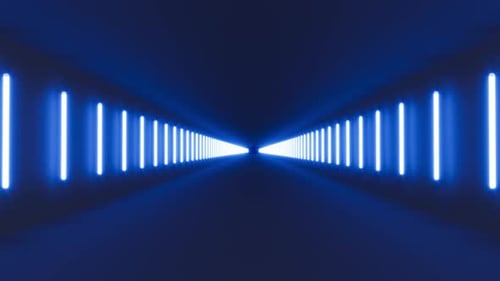 Neon Led Lights in Glass Tube Dark Corridor Able to Loop Endless