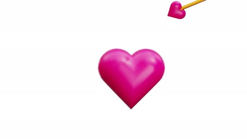 3D Animated Pink Heart with Golden Arrow