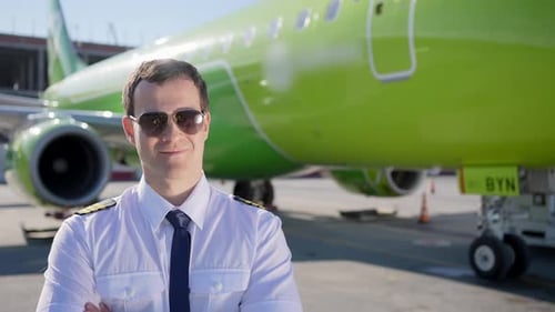 Airport Pilot Aviation Man Airplane Worker Man Near Airplane Aircraft Transportation Officer
